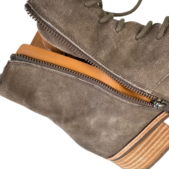 Kork-Ease Catalina Combat Stacked Heel Leather Lace-Up Side Zip Booties Size 10M - Picture 13 of 16